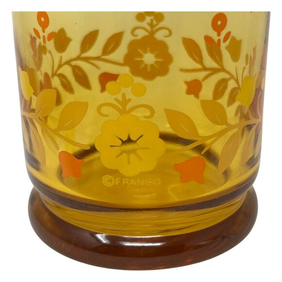Set Of 2 Vintage Libbey Franco Amber Floral Glasses 1960s MCM Drinkware Retro - Picture 13 of 16